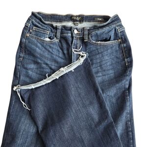 Judy Blue Flare High Rise Raw Hem Jeans Women's 11/30 Blue Stretch Denim Y2K